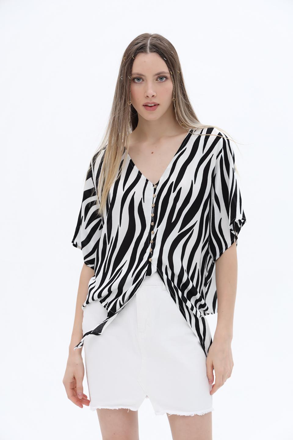 Блуза Alcott приталенная в полоску