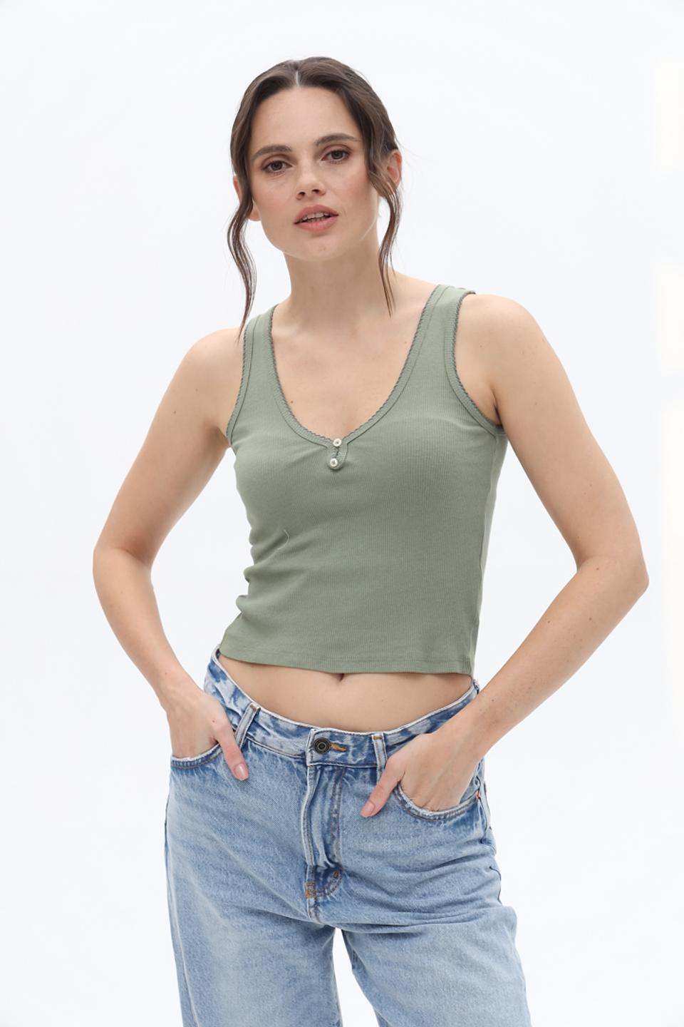Топ Alcott на бретелях оливковый