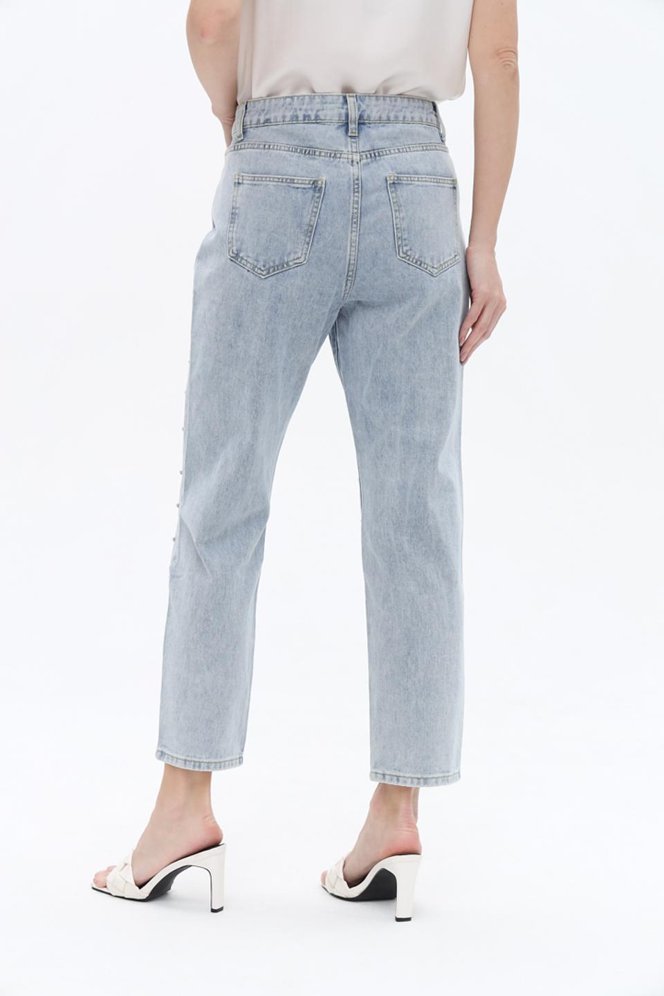 Джинсы Apart с жемчугом голубые