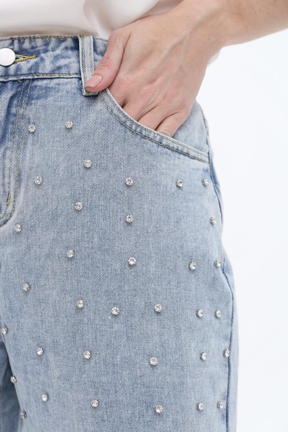 Джинсы Apart с жемчугом голубые
