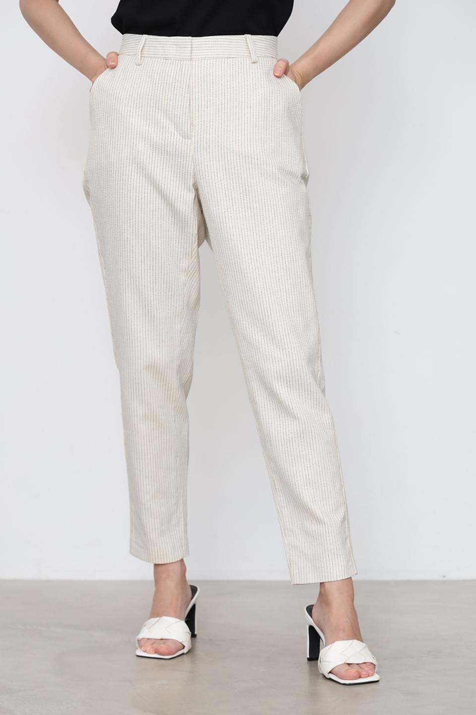 Брюки Taifun в полоску бежевые