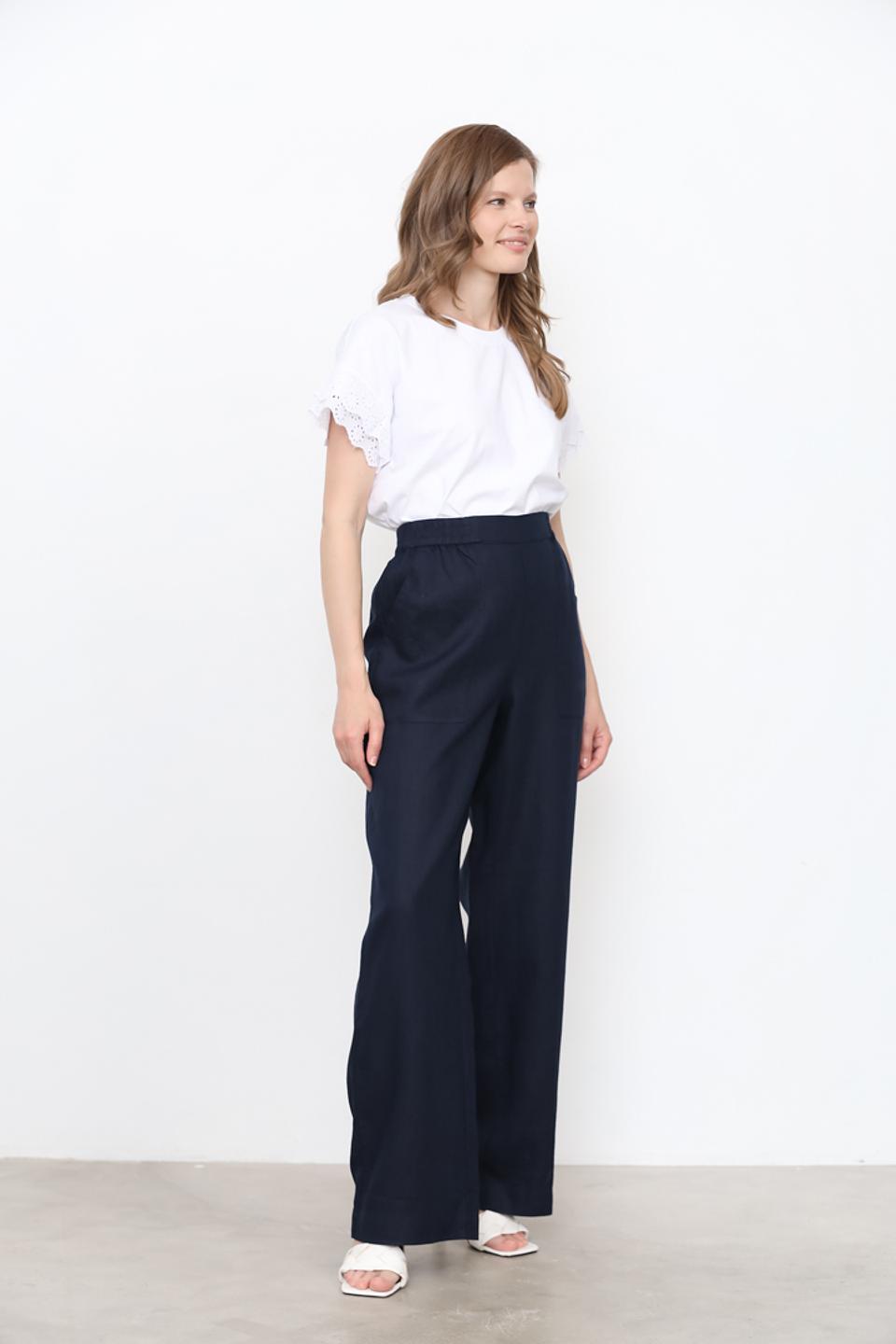 Брюки палаццо Oui тёмно-синие