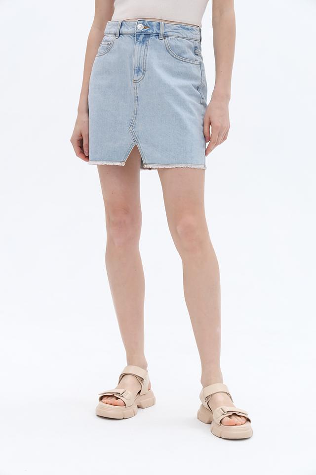 Юбка Alcott джинсовая с разрезом голубая