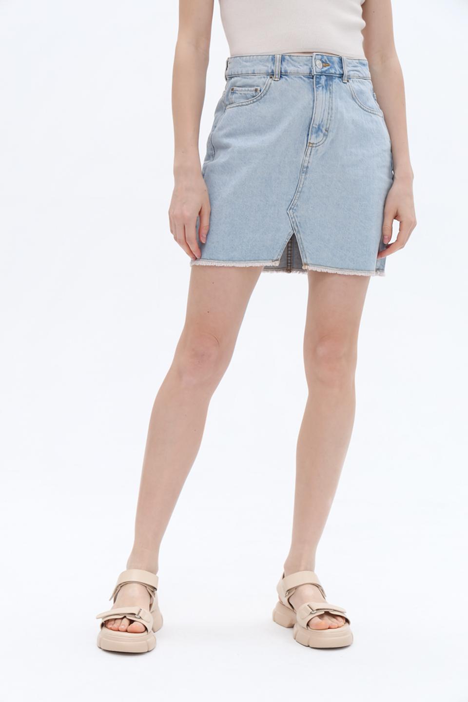 Юбка Alcott джинсовая с разрезом голубая