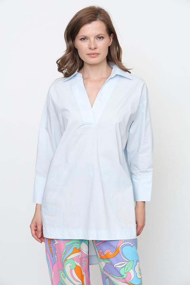 Блуза Silvian Heach голубая с воротником