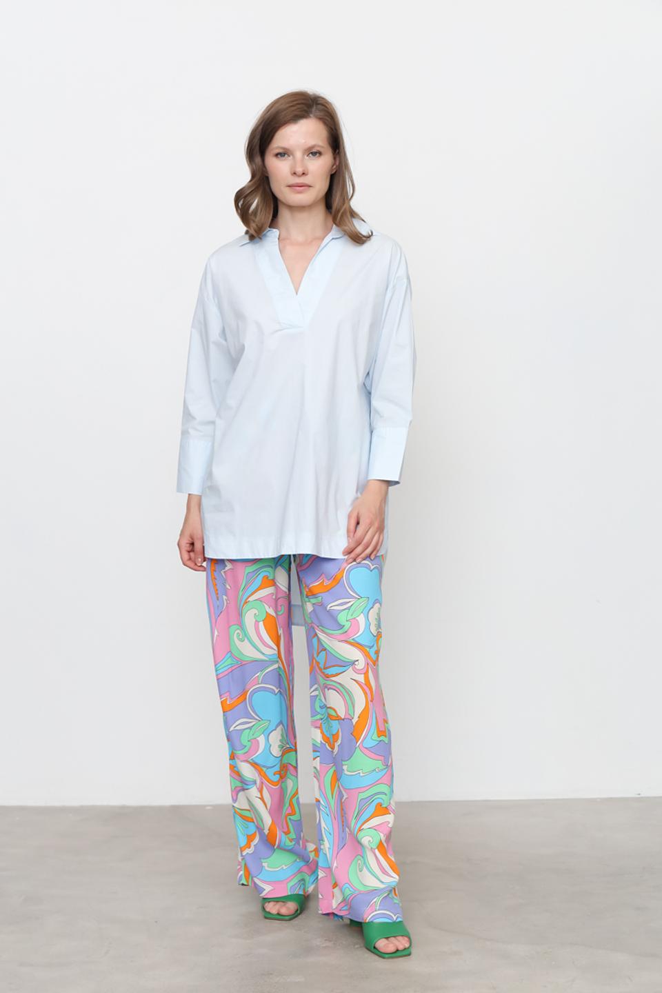 Блуза Silvian Heach голубая с воротником