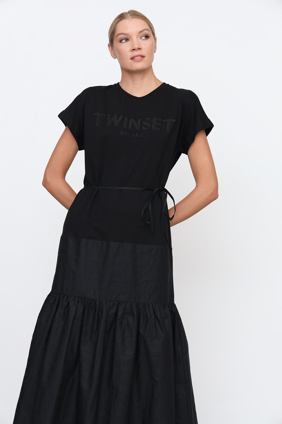 Платье Twin Set чёрное с юбкой-солнце