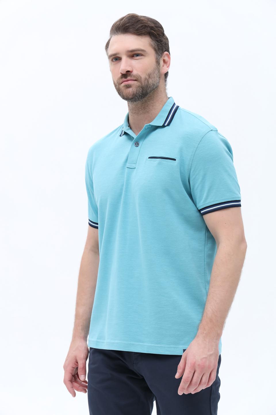 Поло Lerros бирюзовое с полоской