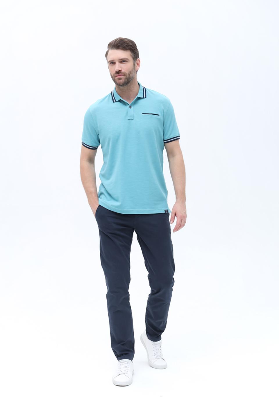 Поло Lerros бирюзовое с полоской