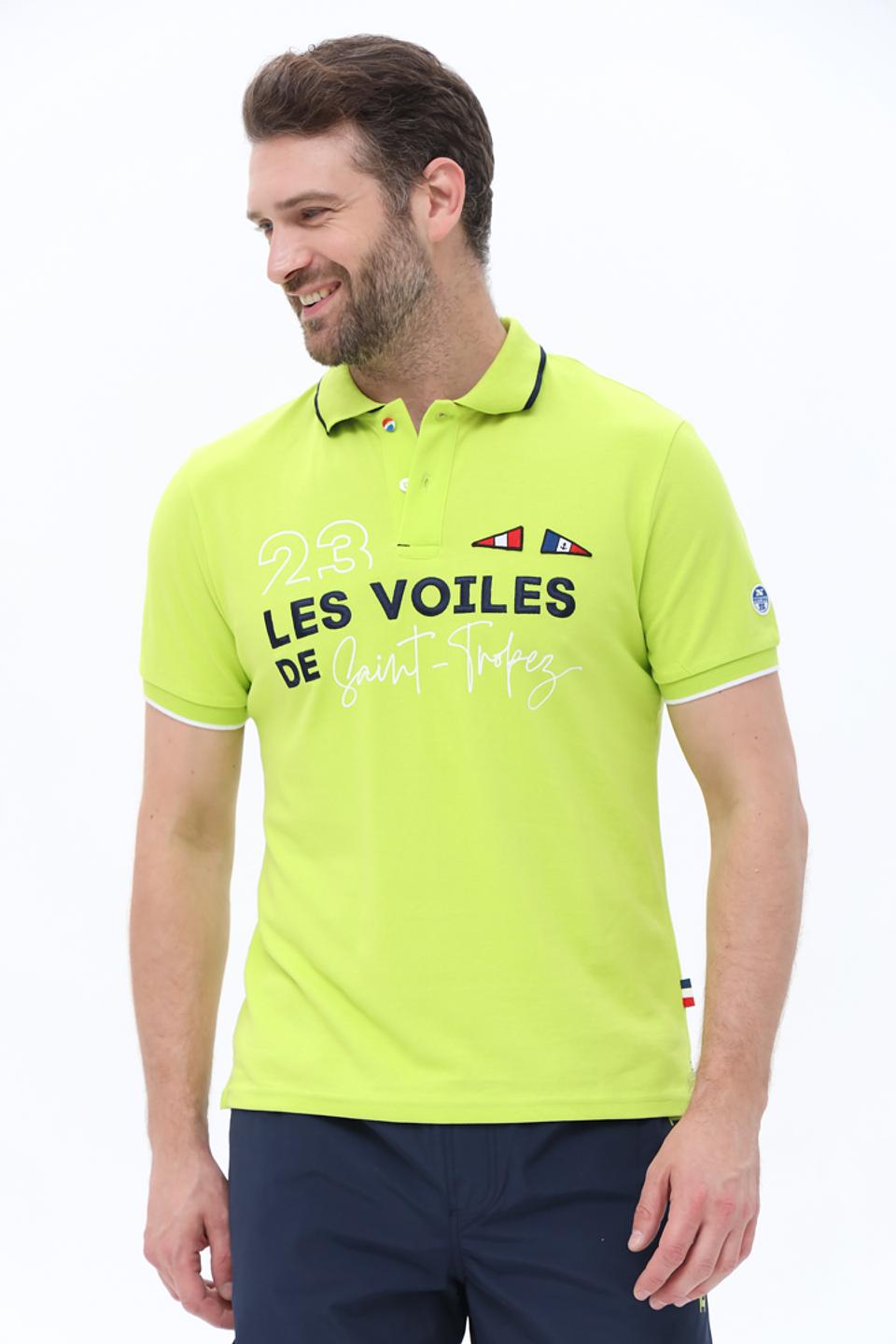 Поло North Sails лайм с принтом