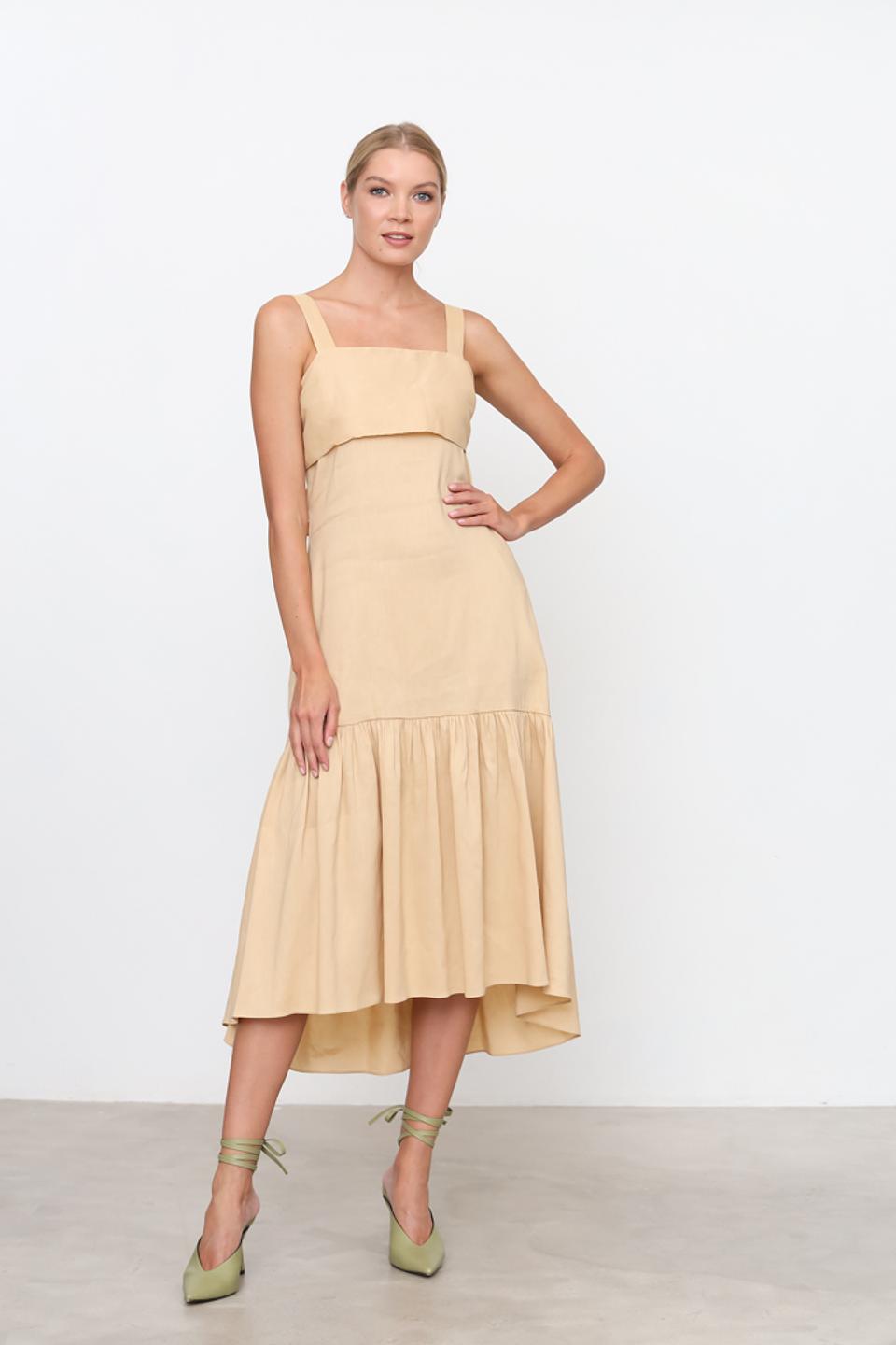 Платье Silvian Heach бежевое с оборками