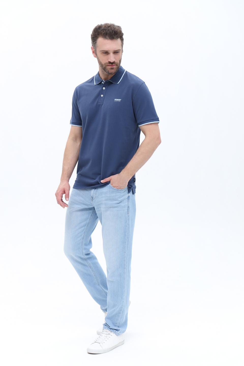 Поло Pioneer men синее с отделкой
