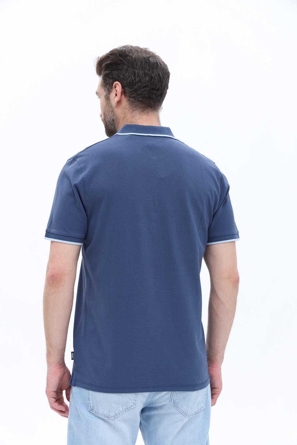 Поло Pioneer men синее с отделкой