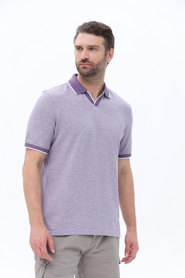 Поло Bugatti с контрастной отделкой лавандовый