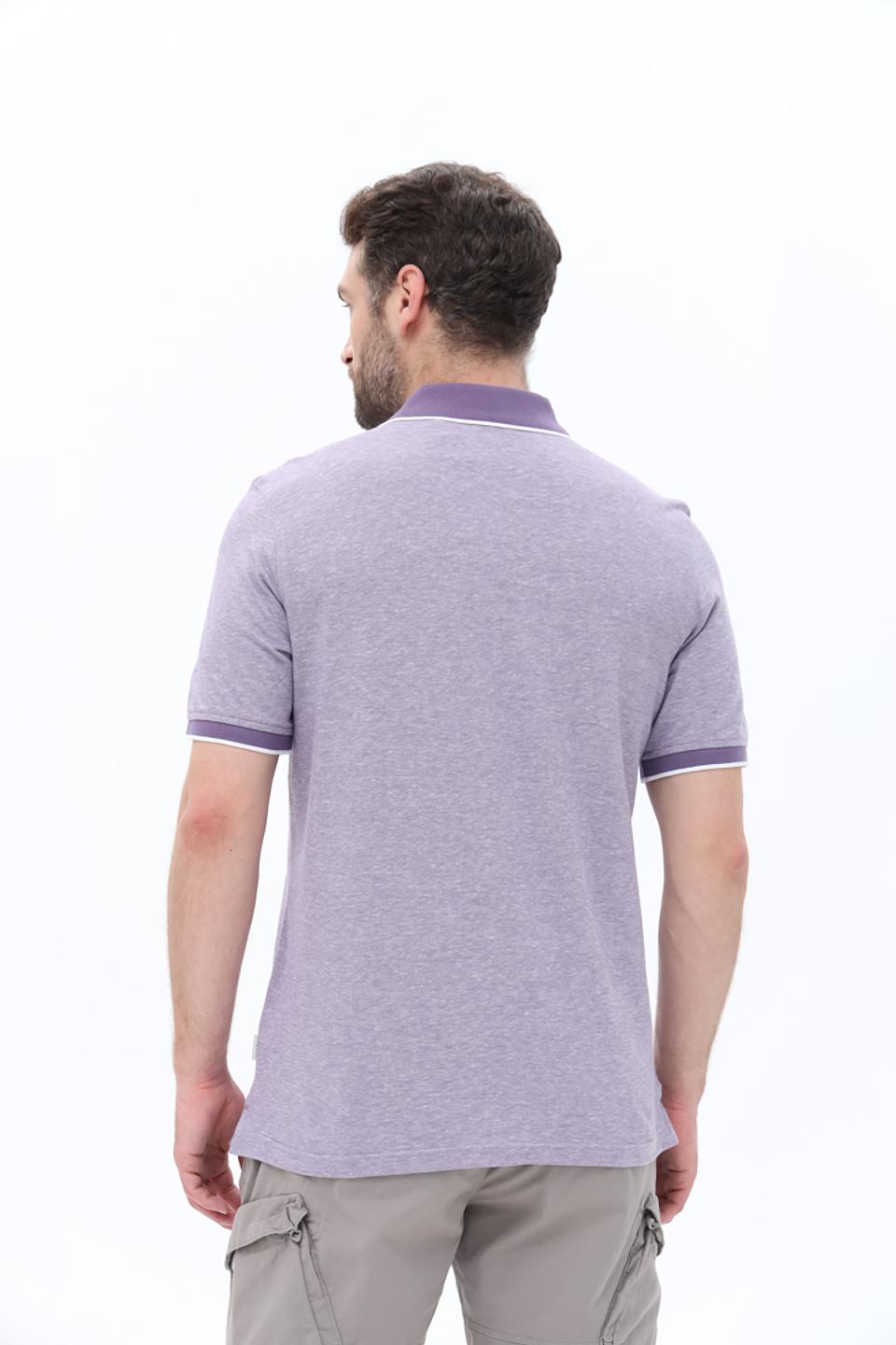Поло Bugatti с контрастной отделкой лавандовый
