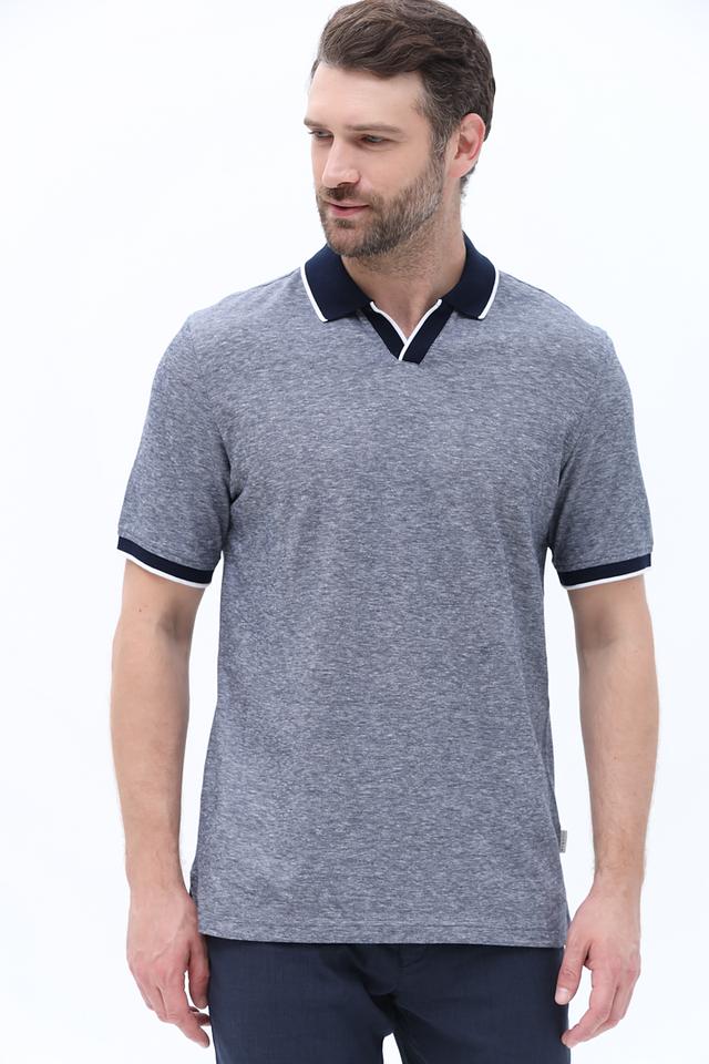 Поло Bugatti мужское серое с отделкой