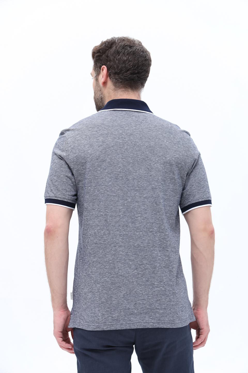 Поло Bugatti мужское серое с отделкой
