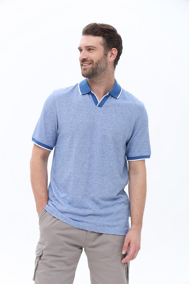 Поло Bugatti мужское голубое с отделкой