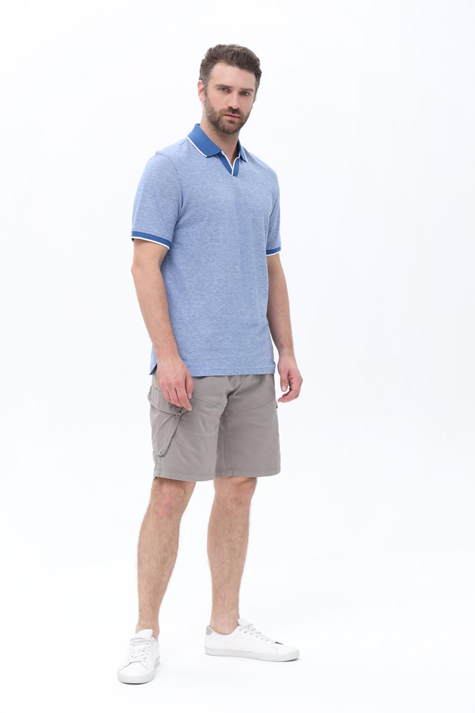 Поло Bugatti мужское голубое с отделкой