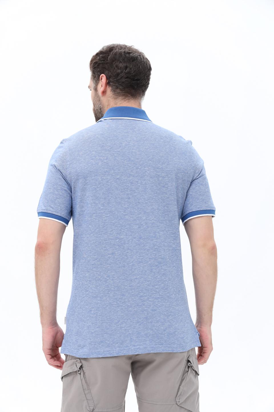 Поло Bugatti мужское голубое с отделкой