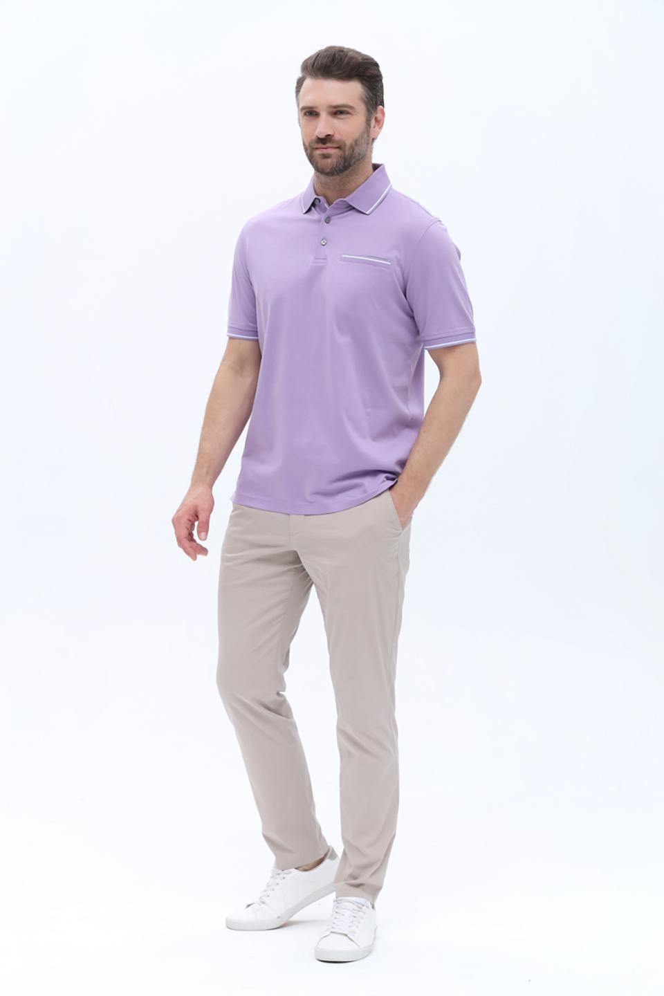 Поло Bugatti лавандовый с полоской