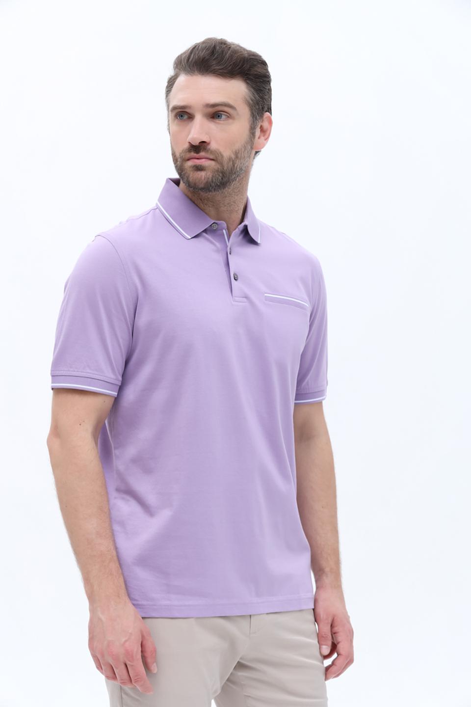 Поло Bugatti лавандовый с полоской
