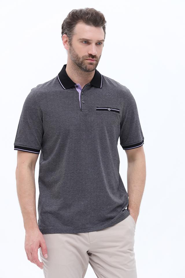 Поло Bugatti в полоску серое