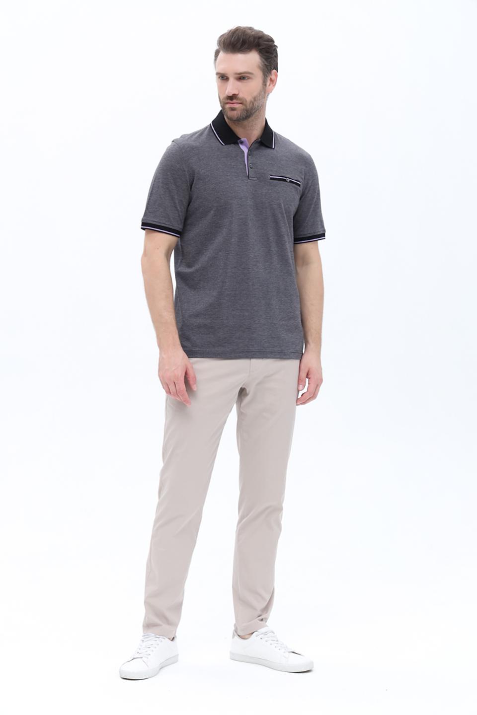 Поло Bugatti в полоску серое