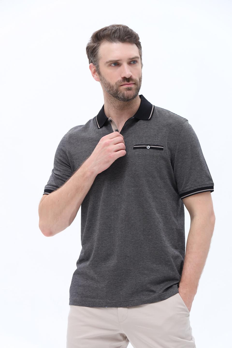 Поло Bugatti в полоску серое