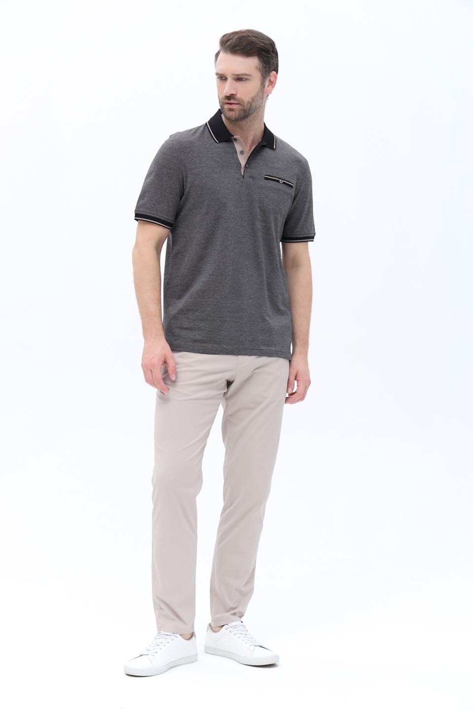 Поло Bugatti в полоску серое