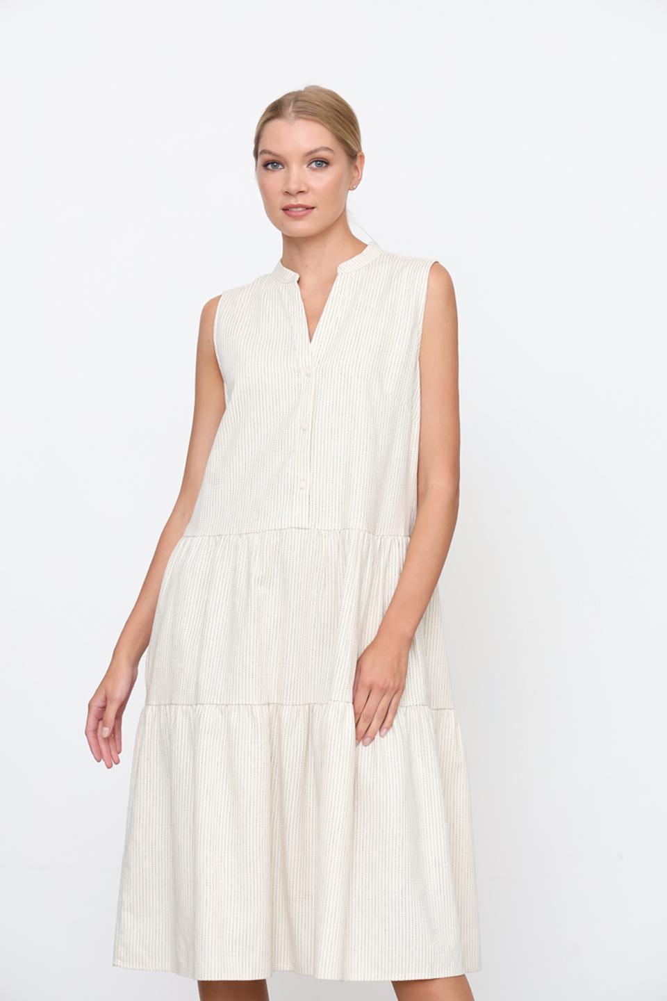 Платье Taifun в полоску бежевое