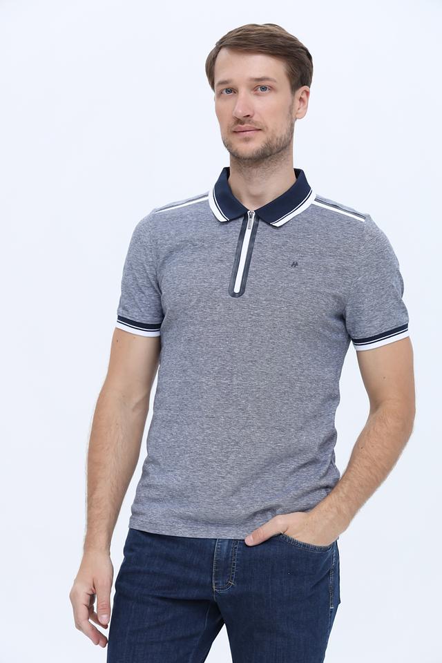 Футболка-поло Hechter с молнией серая