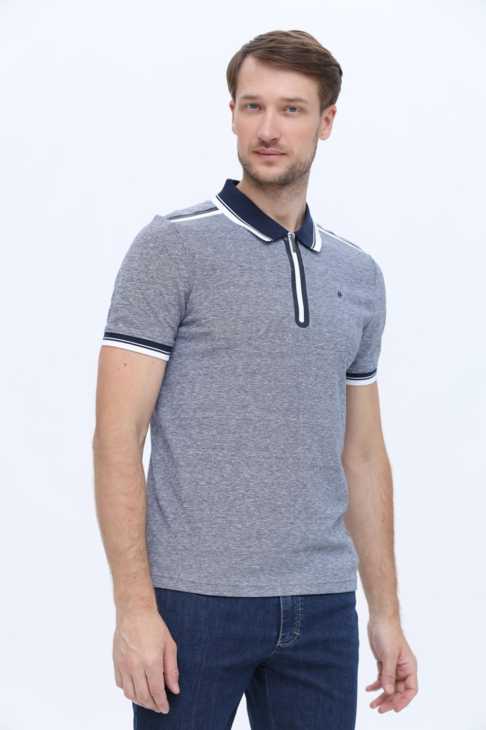Футболка-поло Hechter с молнией серая