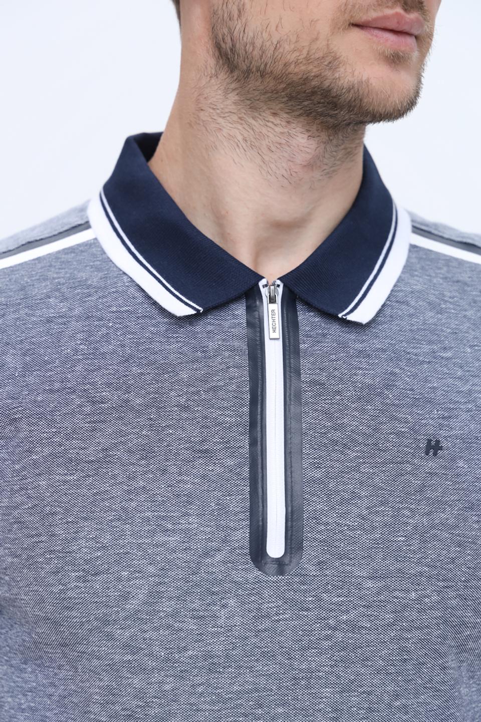 Футболка-поло Hechter с молнией серая