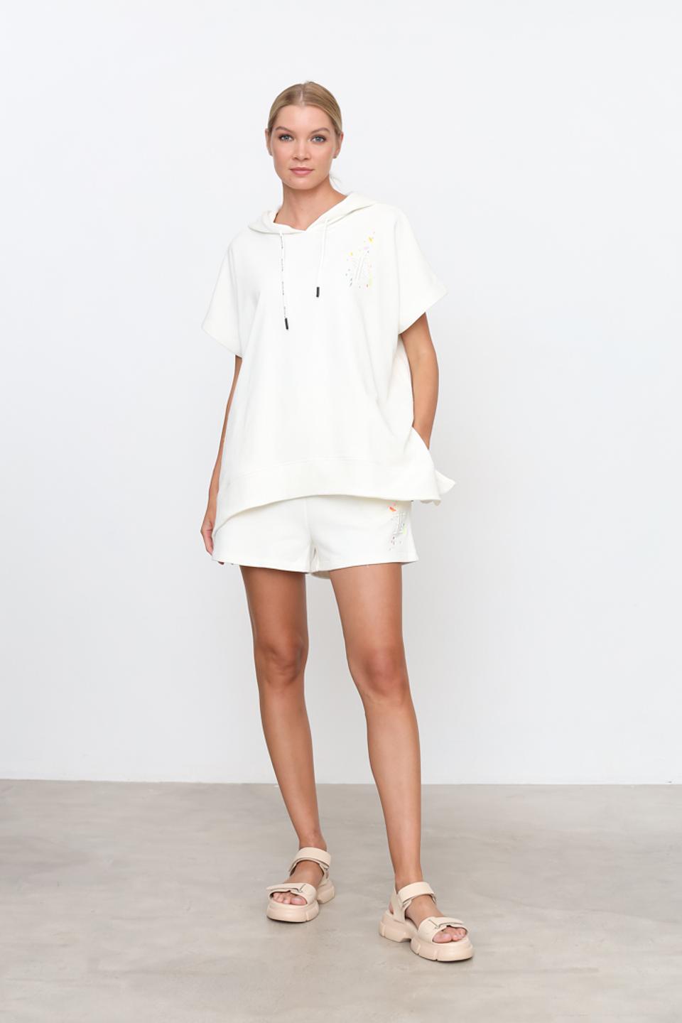 Джемпер Twin Set молочного цвета с капюшоном