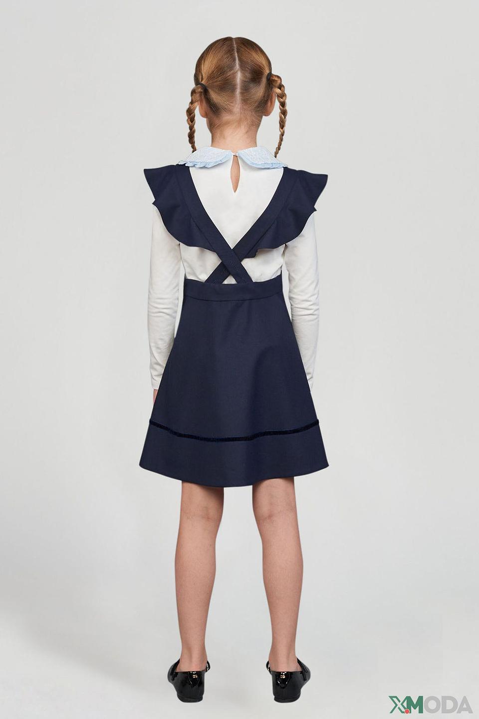 Платье-сарафан Choupette синий с воротничком