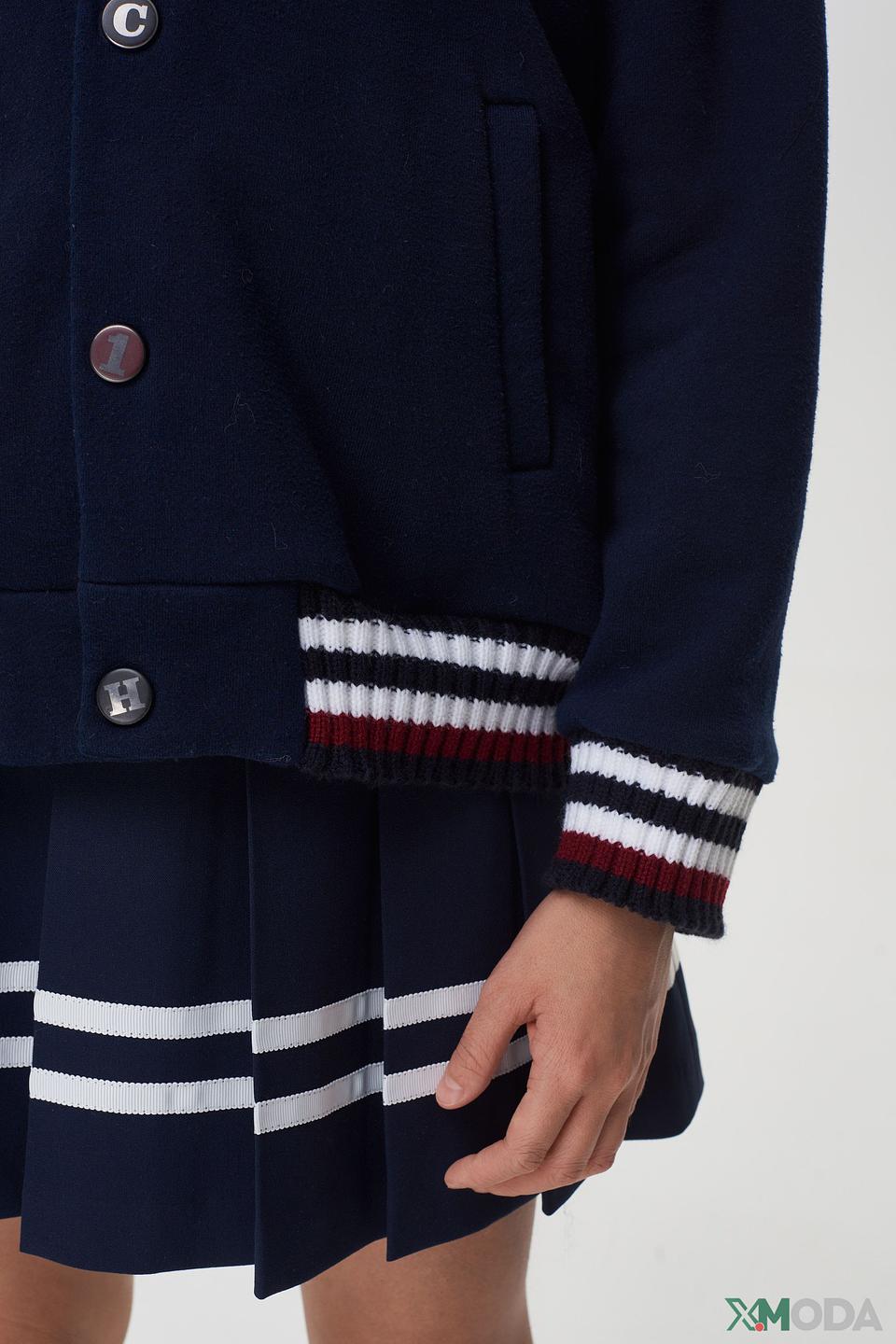 Куртка-бомбер Choupette синяя с нашивкой