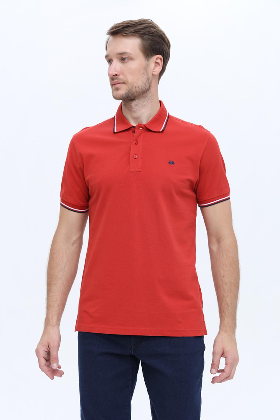 Поло Granchio красный с полоской