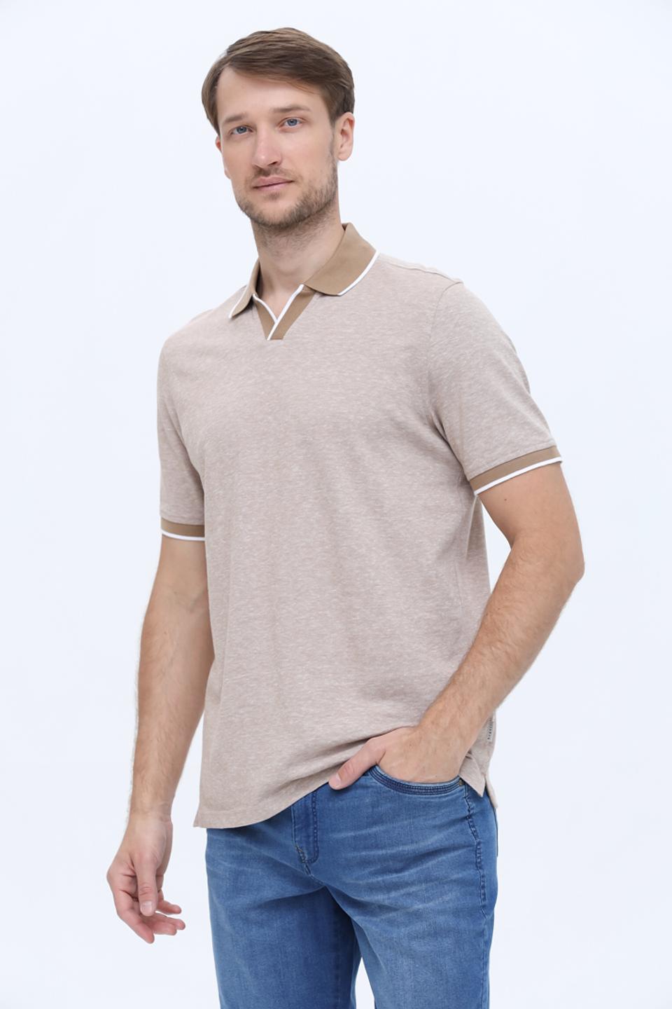 Поло Bugatti бежевое с отделкой