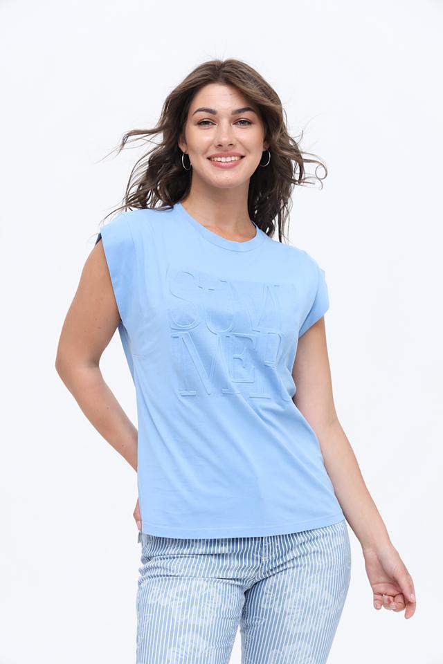 Футболка Marc Aurel с надписью голубая