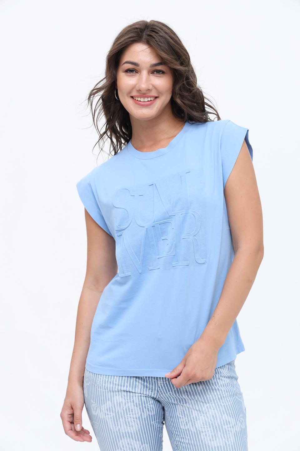 Футболка Marc Aurel с надписью голубая