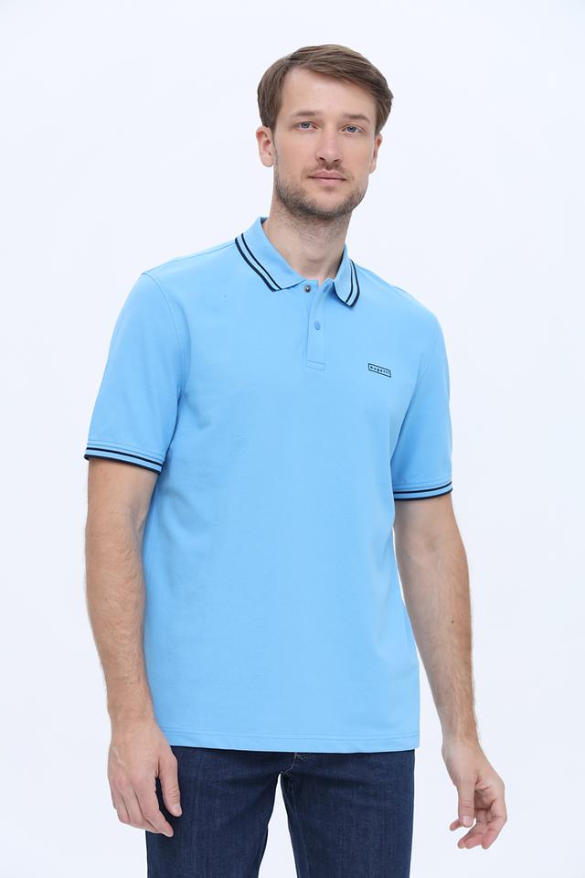 Поло Bugatti голубое с кантом