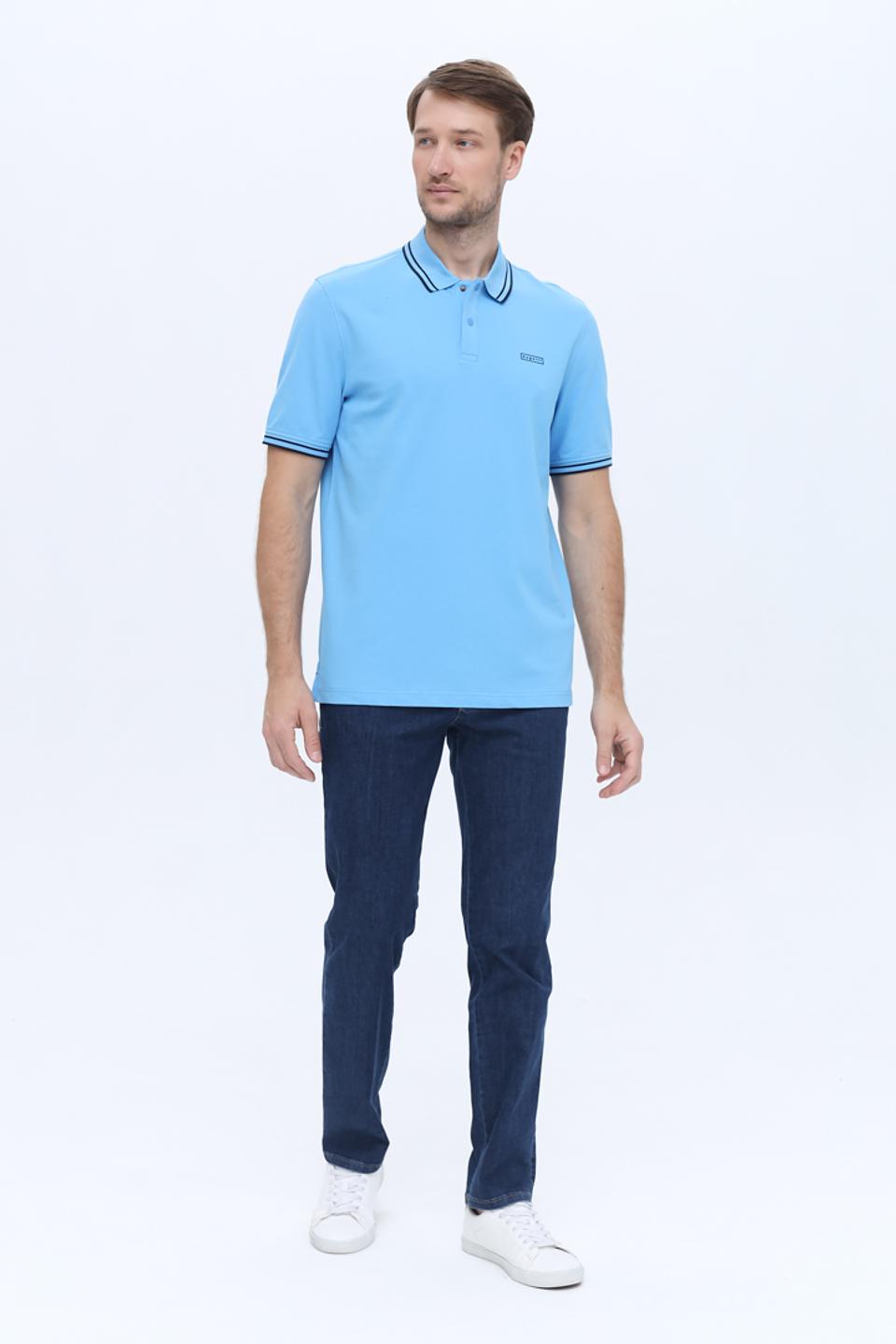 Поло Bugatti голубое с кантом