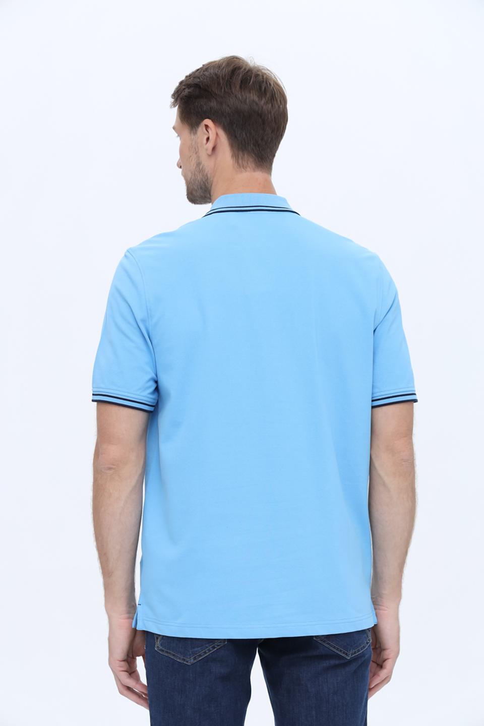 Поло Bugatti голубое с кантом