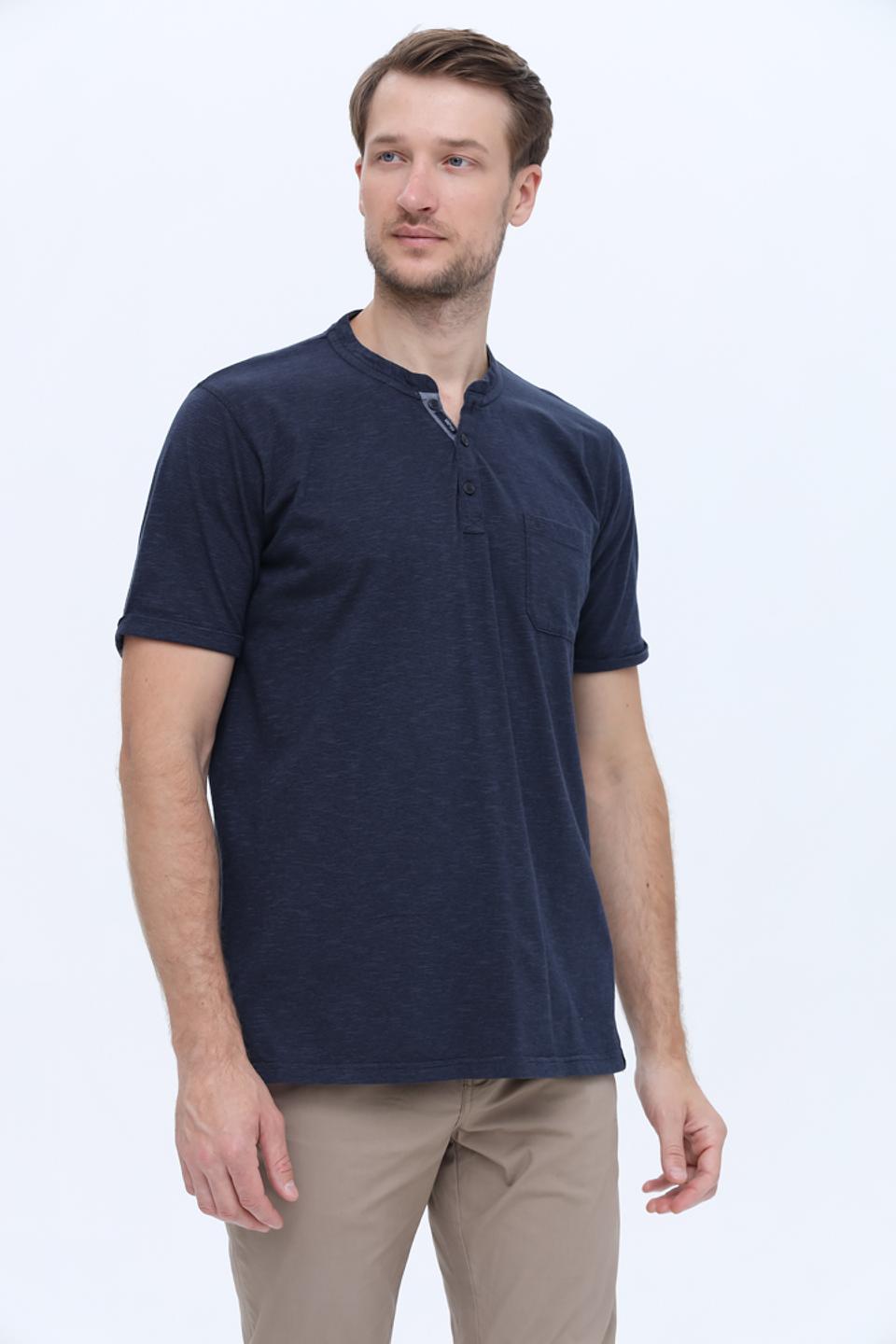 Футболка Casa Moda с планкой темно-синяя