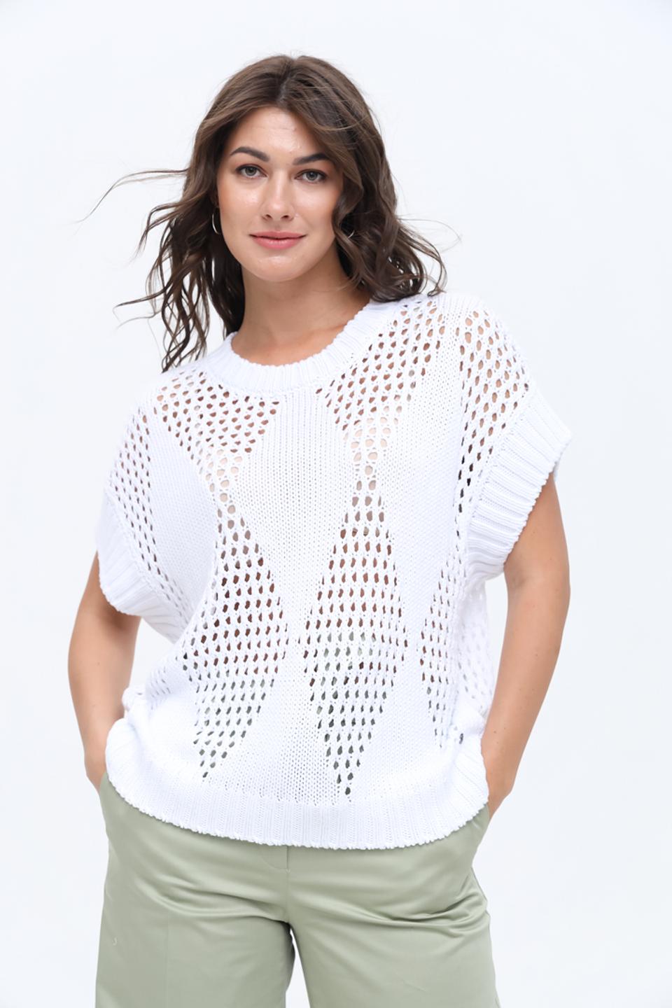 Пуловер Bugatti с ажурной вставкой