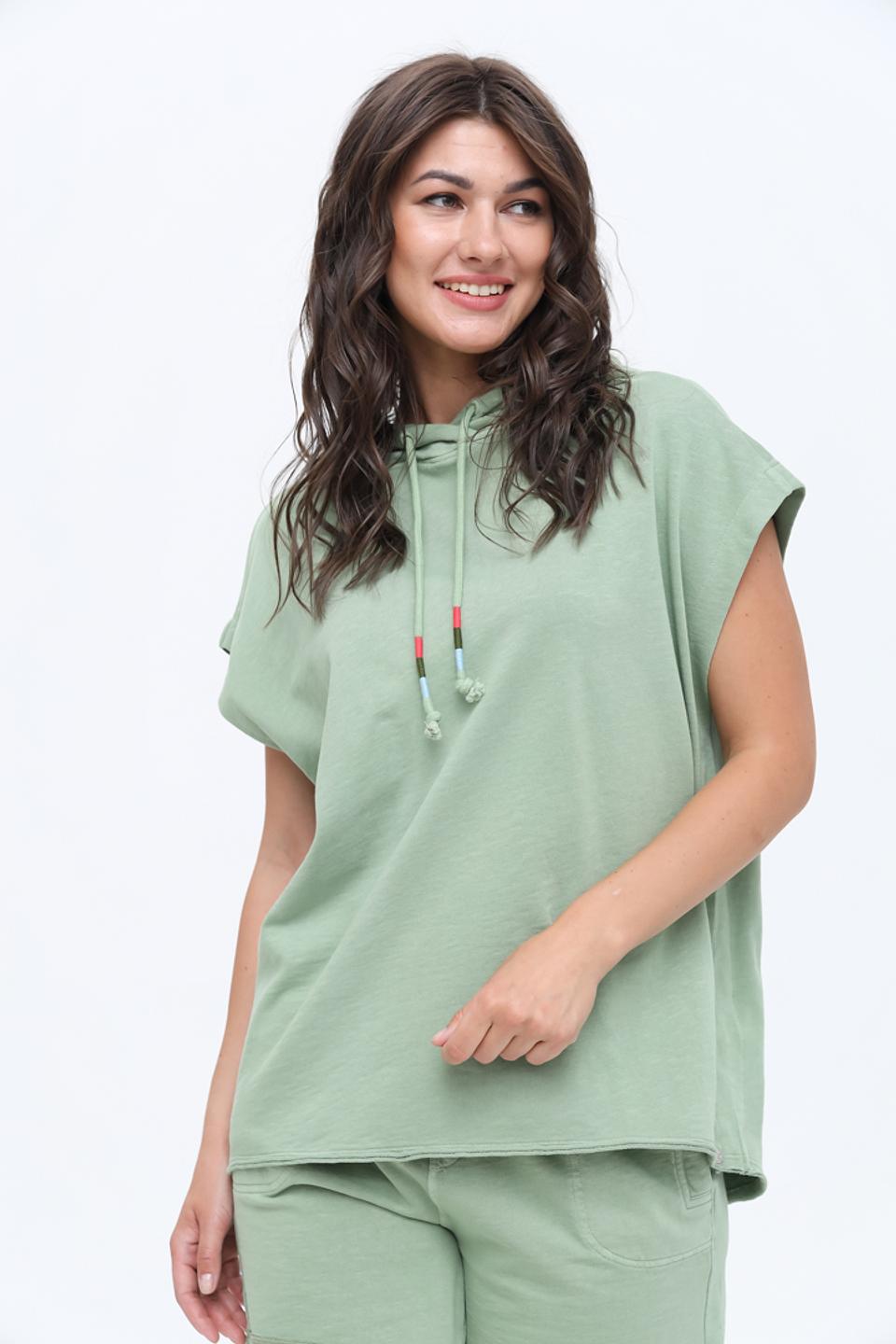 Пуловер Time Zone с капюшоном мятный