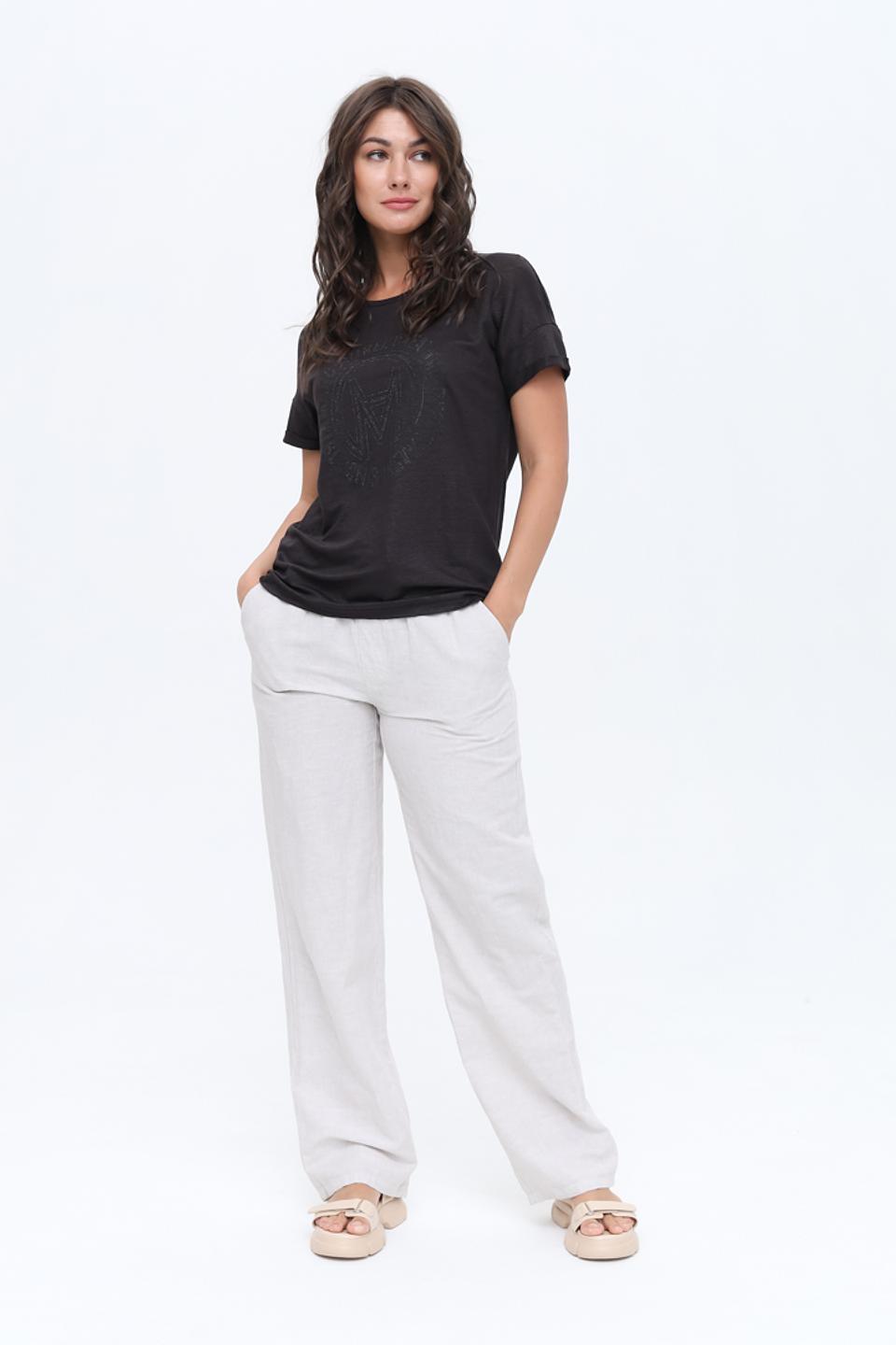 Брюки Zhrill лен прямого кроя серые