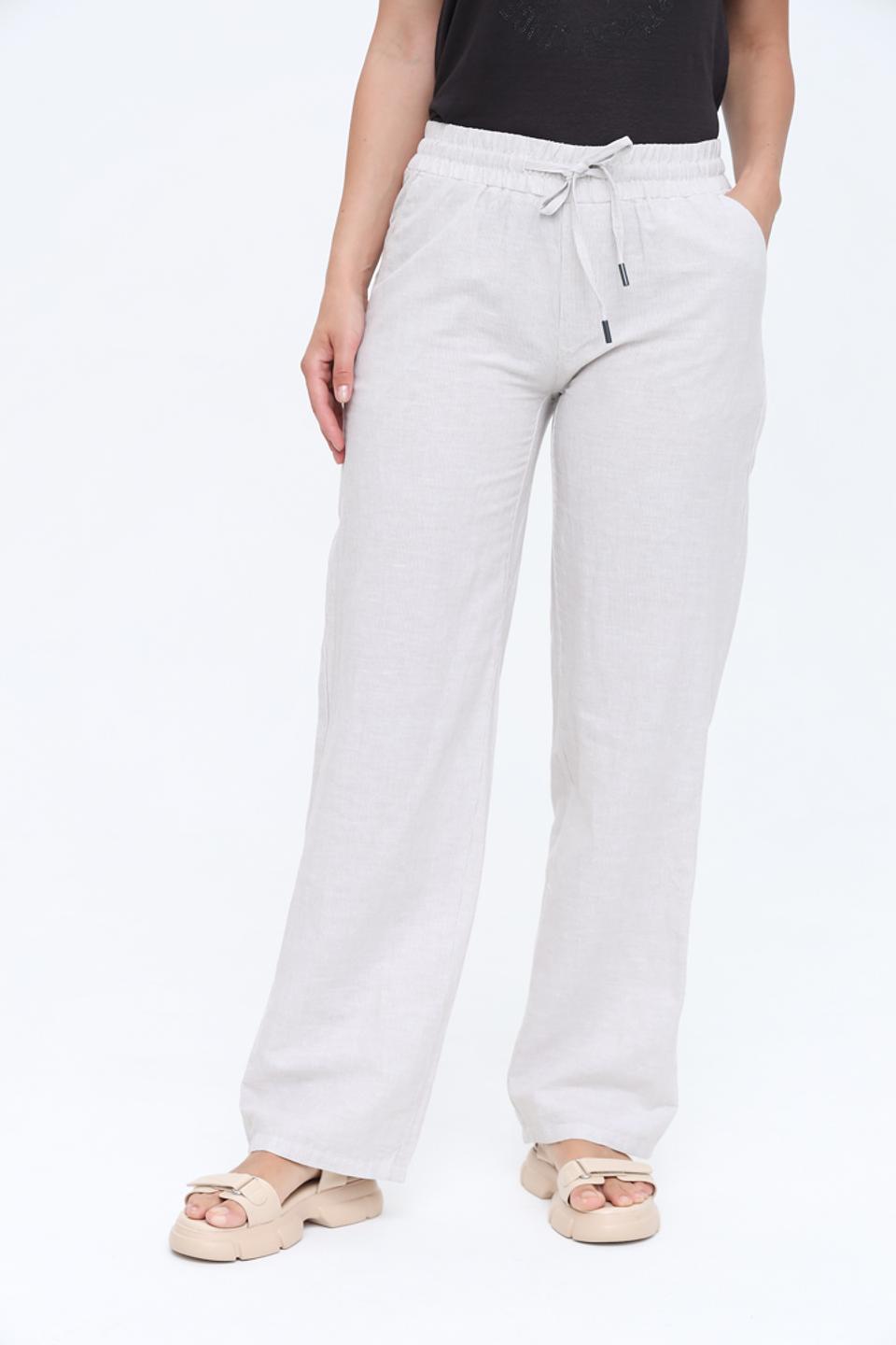 Брюки Zhrill лен прямого кроя серые