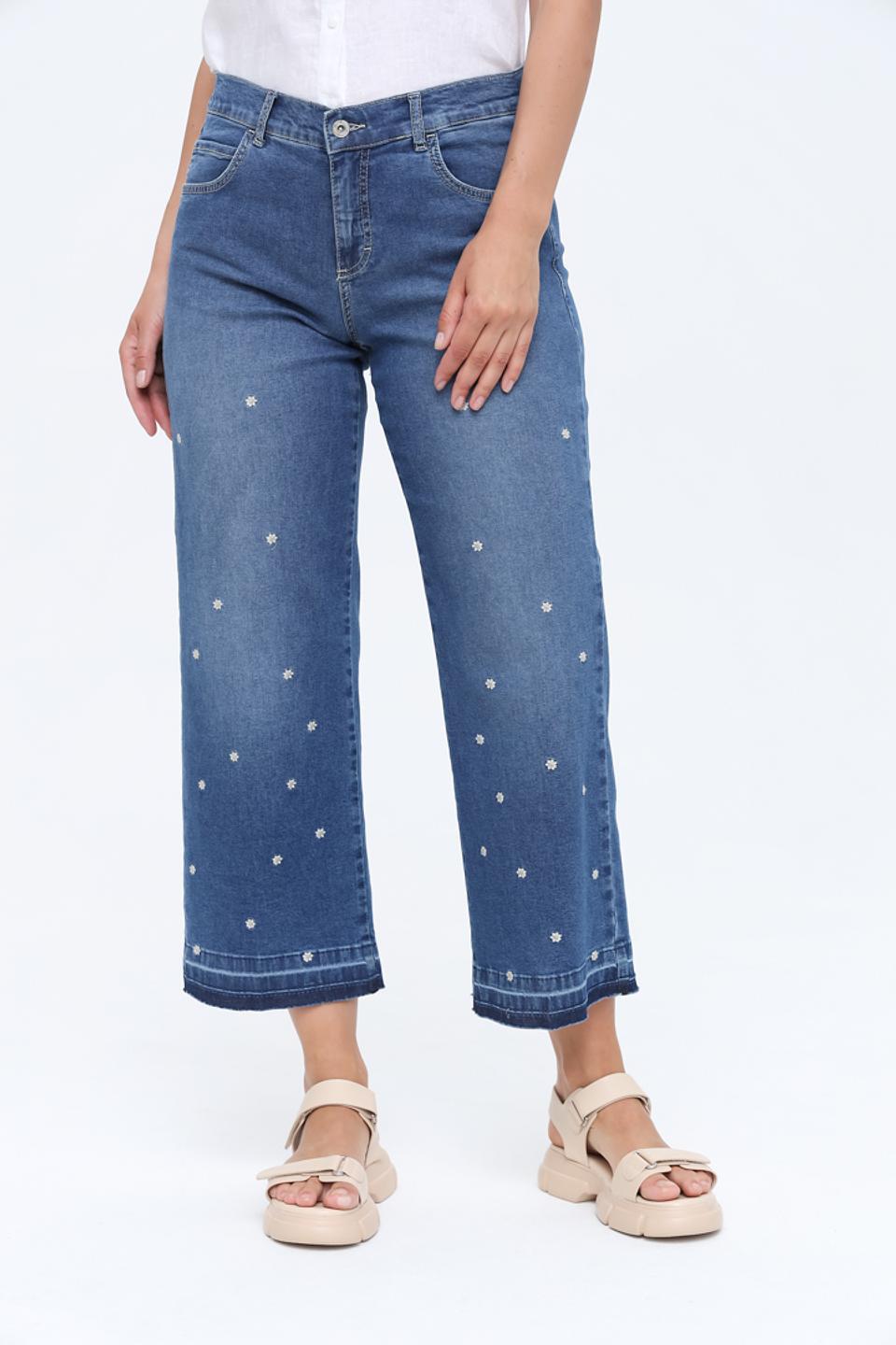 Джинсы Angels с вышивкой голубые